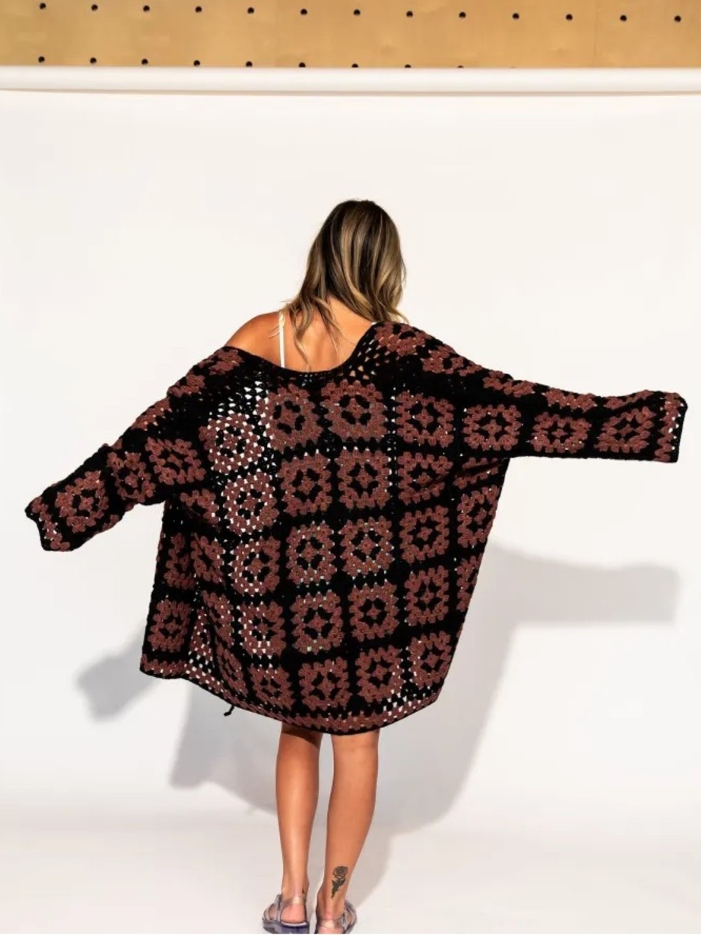 Dressed in Lala Oversized Granny Square Crochet Cardigan